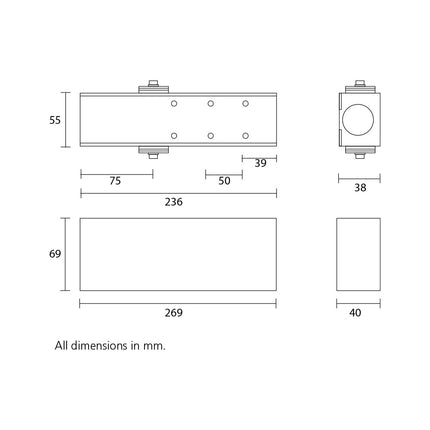 TS.9205.SRFB.BLK | Door Closer Combined Unit Flat Bar Armset Matt Black TS.9205.SRFB.BL | Zanda Architectural