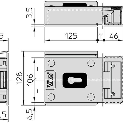 Electric Gate Lock V06-WB Universal Handing, 70 mm B-Set, Galvanised Steel