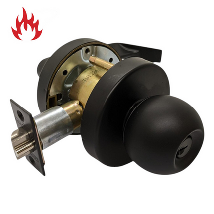 LOCKTON EL6012-BLK 6000 Series Classroom Knob & Lever Combo Set 85mm Rose 70mm Backset Matte Black