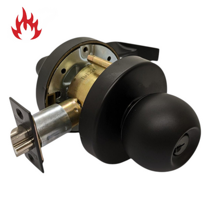 LOCKTON EL6062-BLK 6000 Series Storeroom Knob & Lever Combo Set 85mm Rose 70mm Backset Matte Black