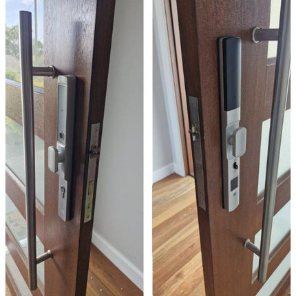 LOCKTON ELEV36-BLK-HK25 E-Series Euro Narrow Smart Door Lock Hinged Door with Knobs Matte Black