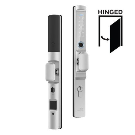 LOCKTON ELEV36-SIL-HK25 E-Series Euro Narrow Smart Door Lock Hinged Door with Knobs Silver