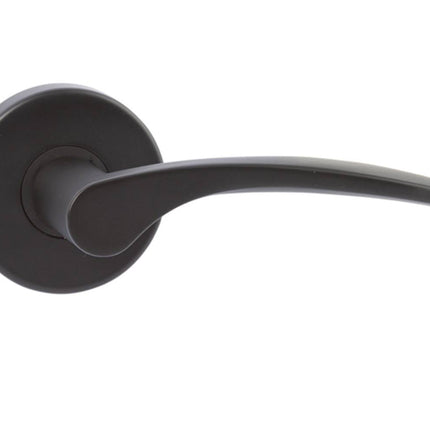 Curva Door Lever Handle on Round Rose Passage 60mm Box Pack Matt Black 45CUMBBP N2LOK