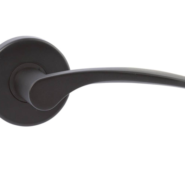 Curva Door Lever Handle on Round Rose Passage 60mm Box Pack Matt Black 45CUMBBP N2LOK